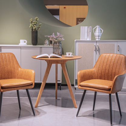 Brown Faux Leather Dining Chairs - Set of 2 Kitchen Chairs