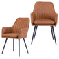 Faux Leather Dining Chair Set of 2 - Modern Mid-Back Accent Chairs with Metal Legs - Comfy Upholstered Chairs for Living Room, Bedroom, Reception Room (Whisky Brown, Set of 2)
