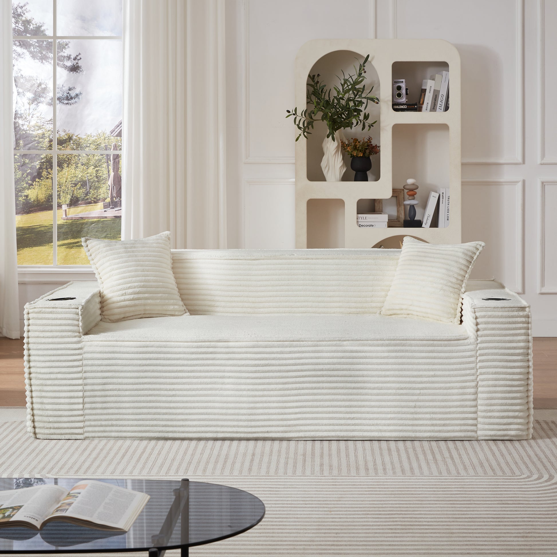3Seater Sofa Boneless Couches,No Assembly Needed, Modern Sofa for Compact Living Rooms, Apartments, and Offices