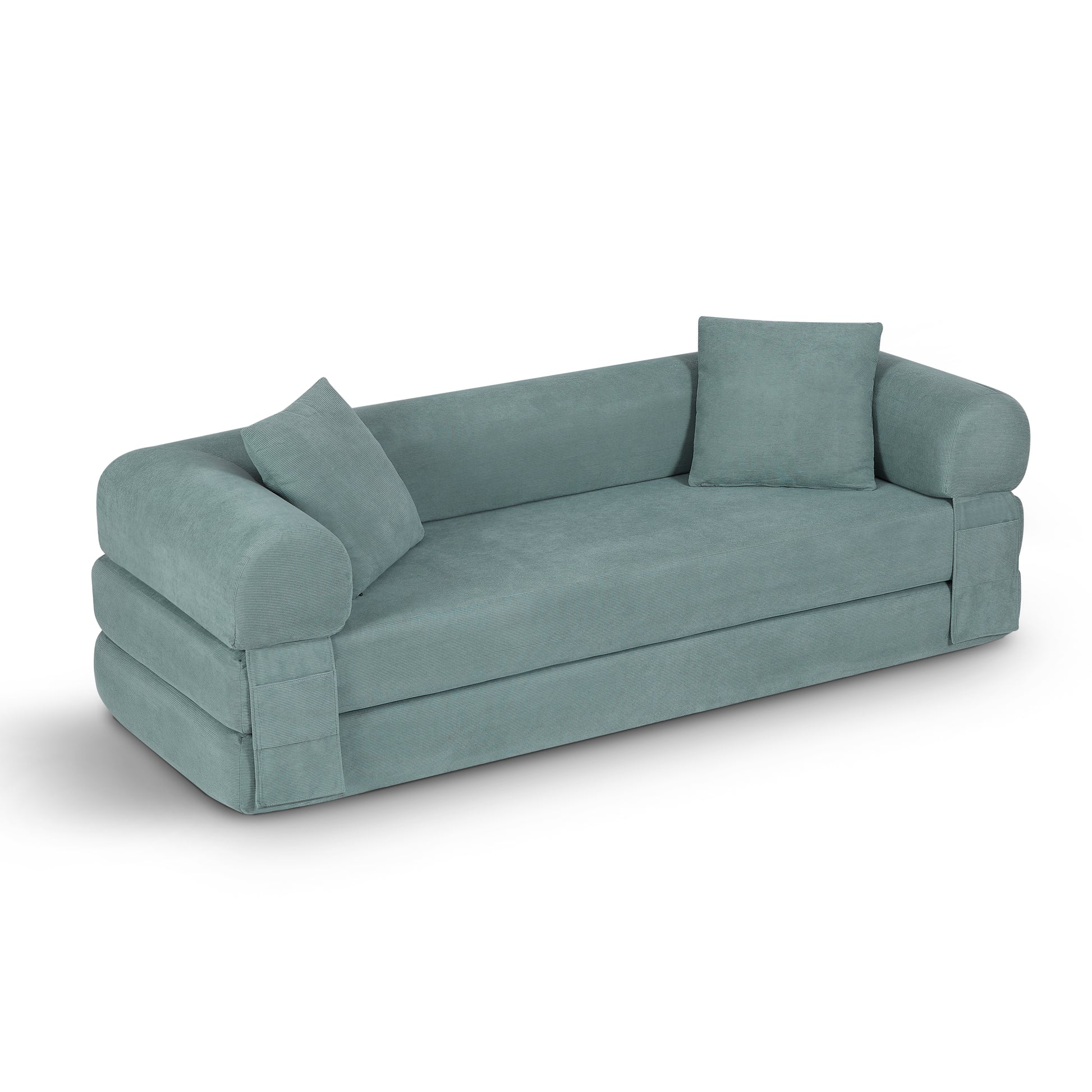 Convertible Sofa Bed - 80 Inch Light Green Foam Sleeper Couch