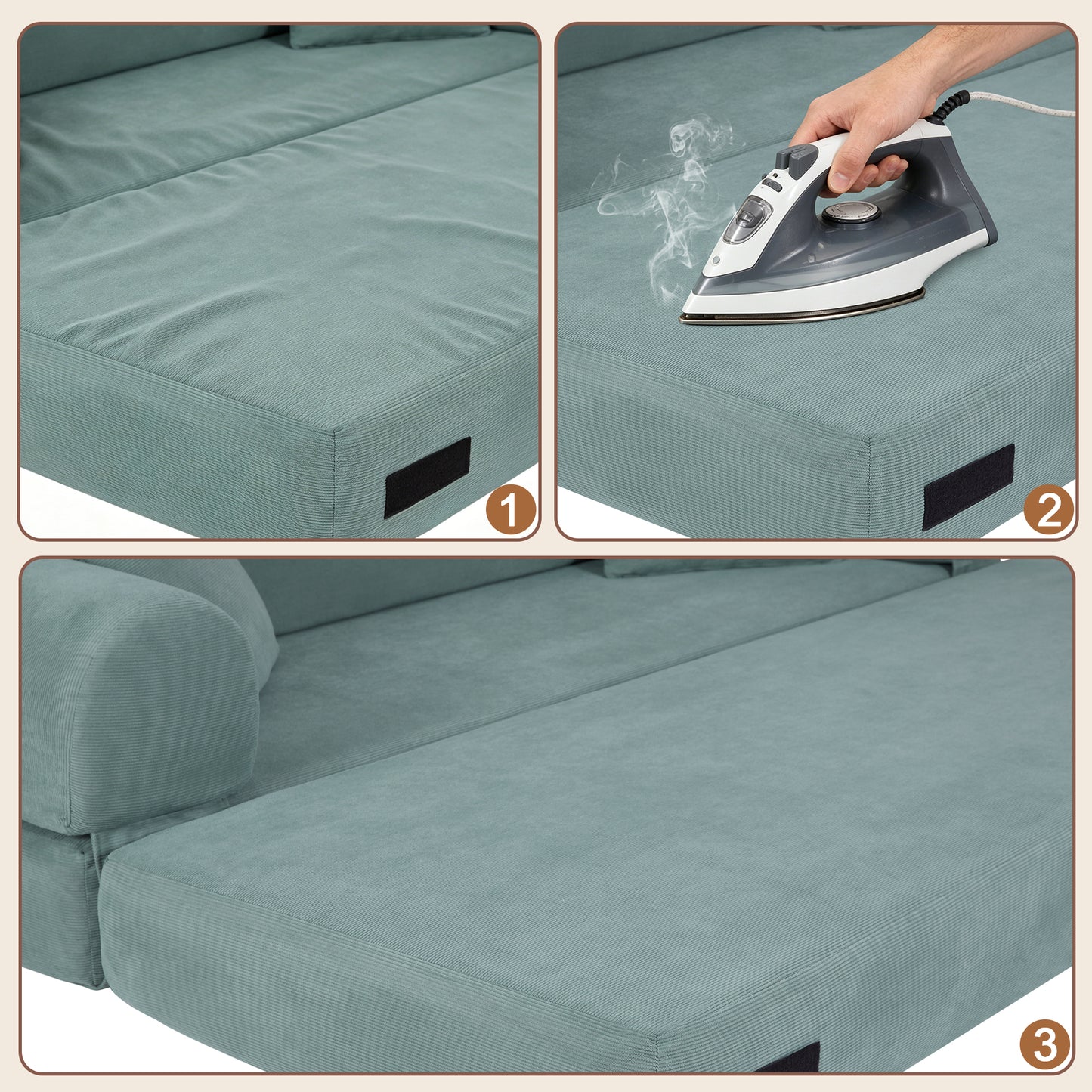 Convertible Sofa Bed - 80 Inch Light Green Foam Sleeper Couch