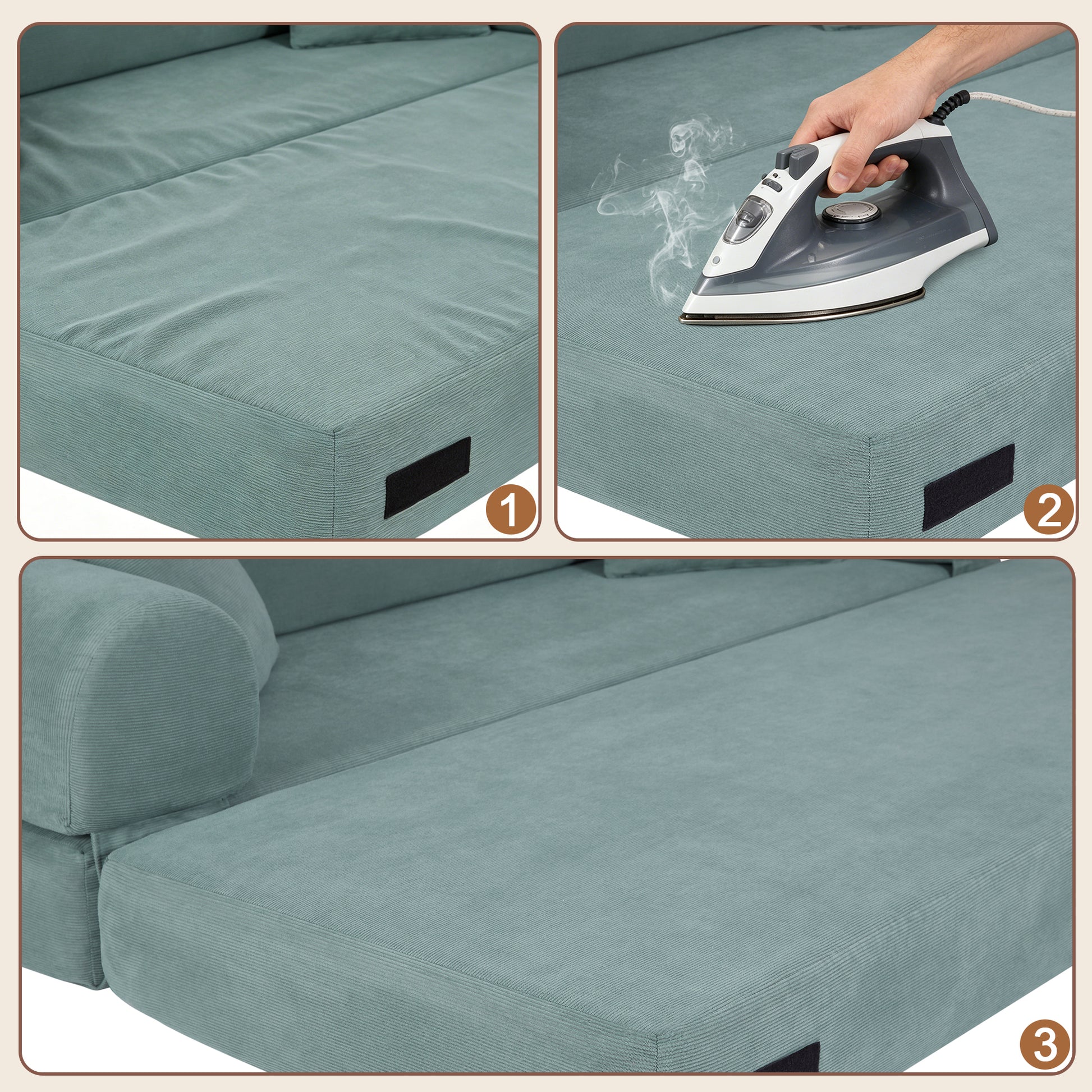 Convertible Sofa Bed - 80 Inch Light Green Foam Sleeper Couch