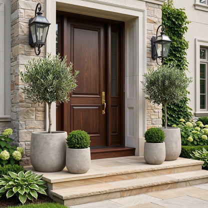 Large Antique Grey Magnesium Oxide Planters - Outdoor & Indoor