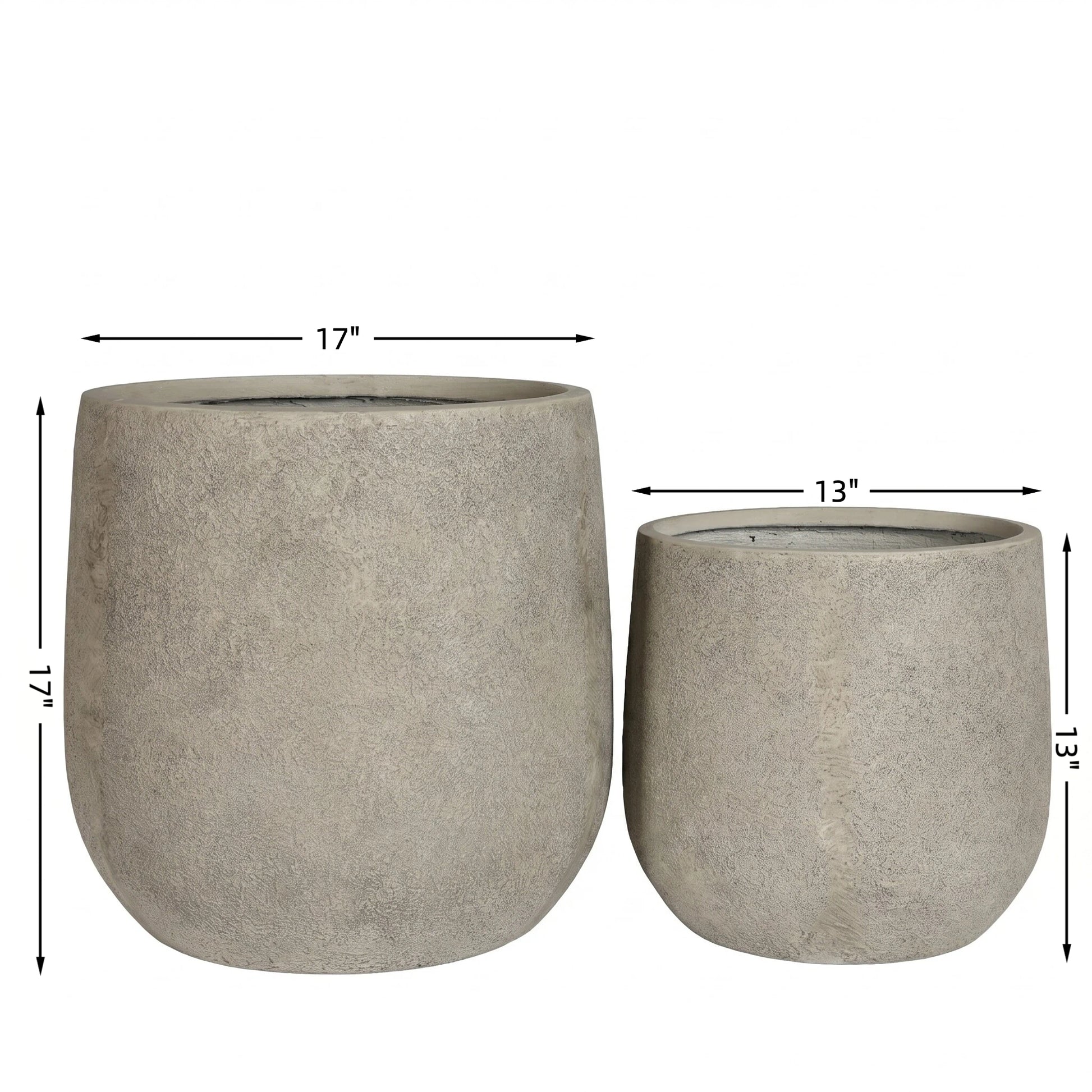 Large Antique Grey Magnesium Oxide Planters - Outdoor & Indoor