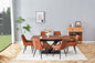 Contemporary Dining Set, Extendable MDF Wood-Veneer Table & 4 Premium Faux Leather Chairs, (1 Table with 4 Sturdy Metal-Frame Chairs)