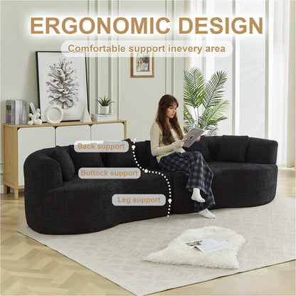 Luxury Chenille Oversized Sectional Sofa - 4 Seat Black