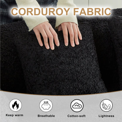 Luxury Chenille Oversized Sectional Sofa - 4 Seat Black