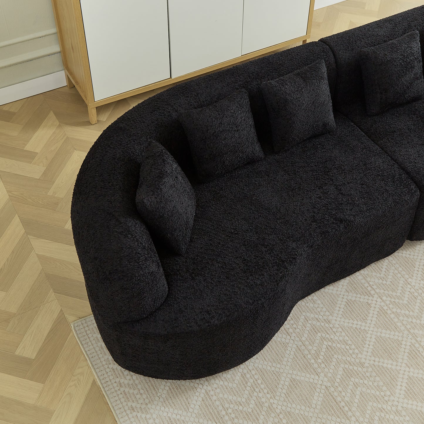 Luxury Chenille Oversized Sectional Sofa - 4 Seat Black