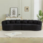 Curved Sectional Sofa, 106.3-inch Oversized Modern Bone-Free Cloud Sofa with 6 Pillows Luxury Chenille Four-Seater Memory Foam Sofa with Deep Seat Design,black