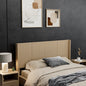 Wood Headboard Queen Size, 64.4" Wide Wooden Queen Headboard Only, Modern Farmhouse Headboards, Wall Mounted Fluted Panel, Wingback Boho Headboards, Natural Oak