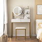 White Gold Makeup Vanity Table with LED Mirror & Stool for Bedroom