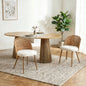 Solid wood stretching dining table + 2-piece brown wicker dining chairs in Bohemian medieval style with soft white sponge cushions