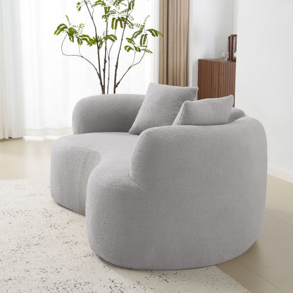Grey Curved Loveseat Foam+Spring Sofa for Modern Living Rooms