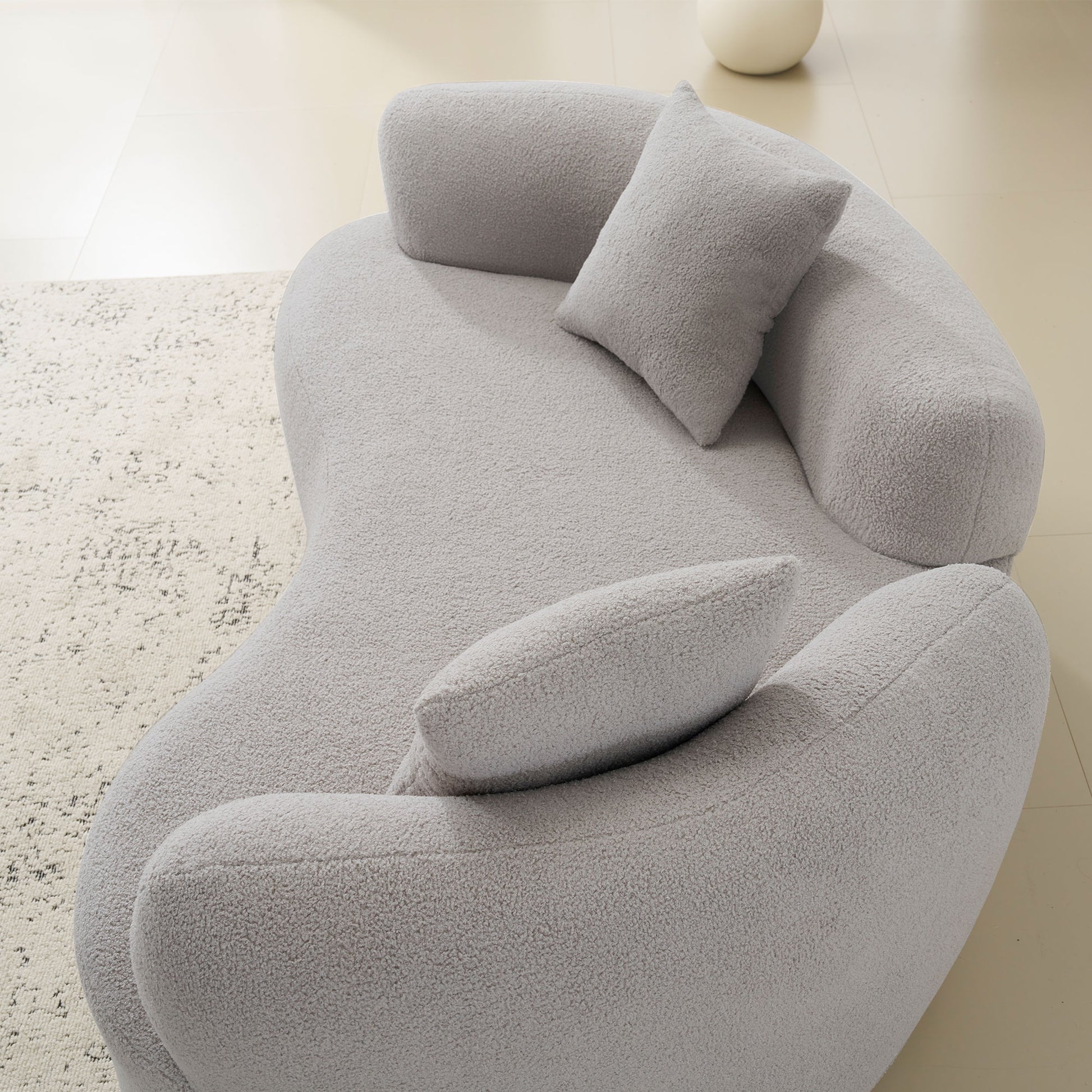 Grey Curved Loveseat Foam+Spring Sofa for Modern Living Rooms