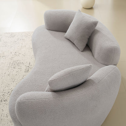 Grey Curved Loveseat Foam+Spring Sofa for Modern Living Rooms