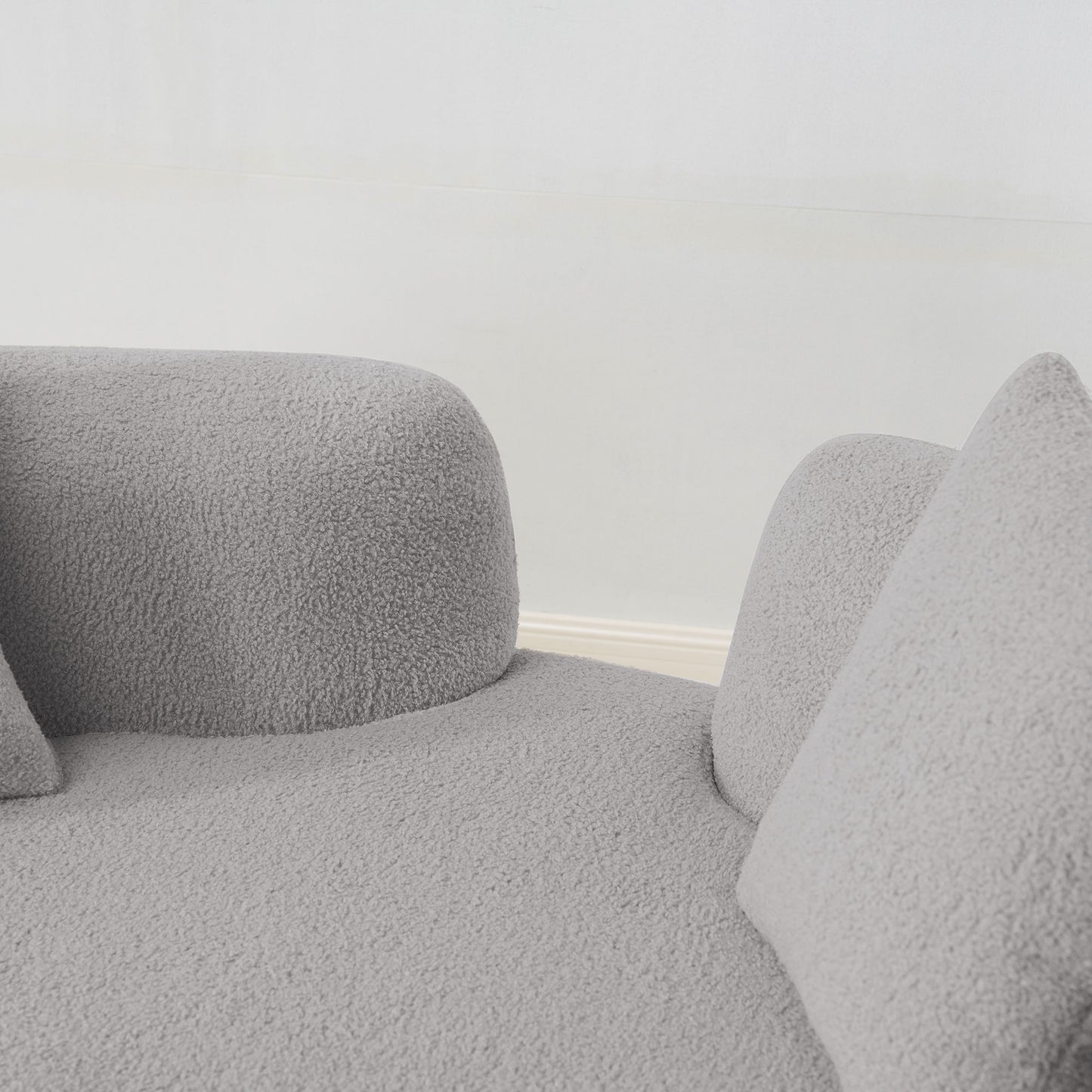 Grey Curved Loveseat Foam+Spring Sofa for Modern Living Rooms
