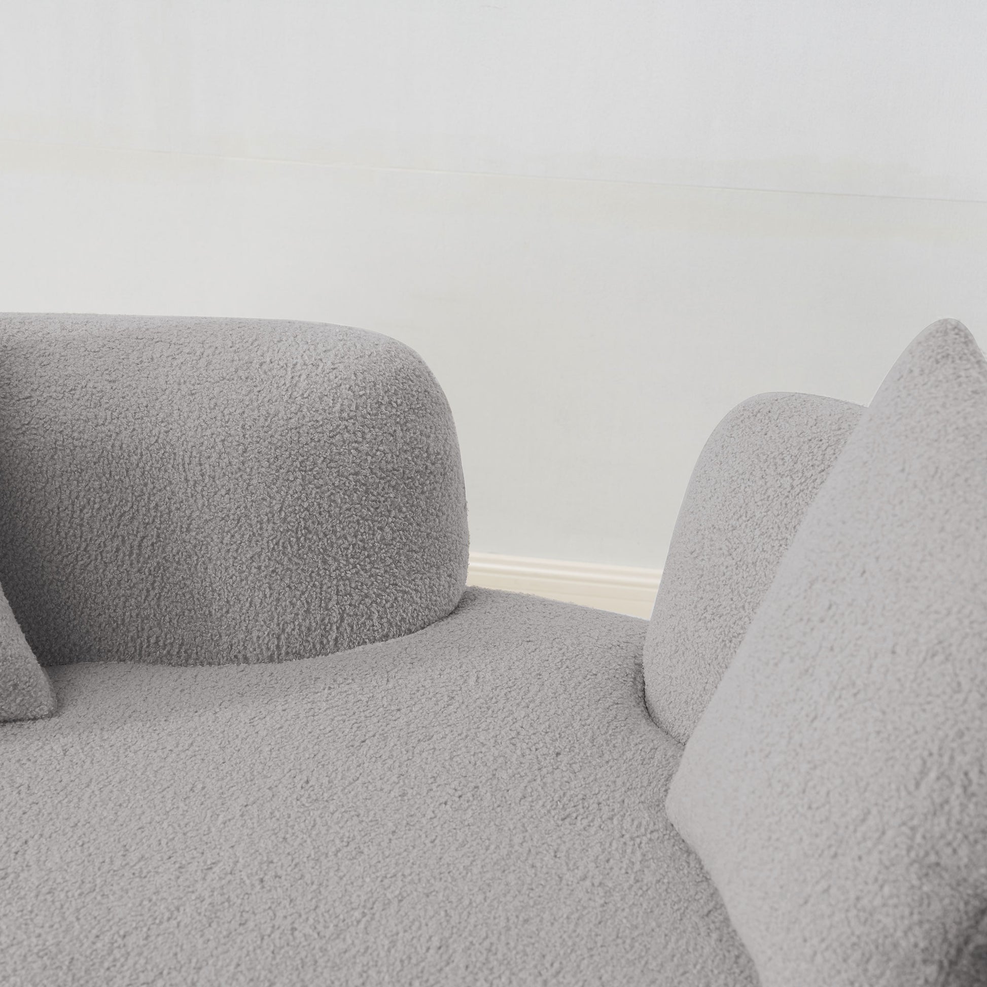Grey Curved Loveseat Foam+Spring Sofa for Modern Living Rooms