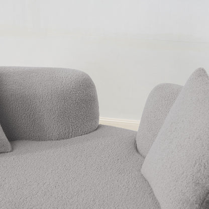 Grey Curved Loveseat Foam+Spring Sofa for Modern Living Rooms