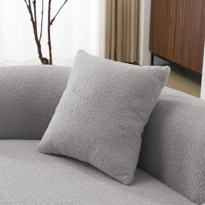 Grey Curved Loveseat Foam+Spring Sofa for Modern Living Rooms
