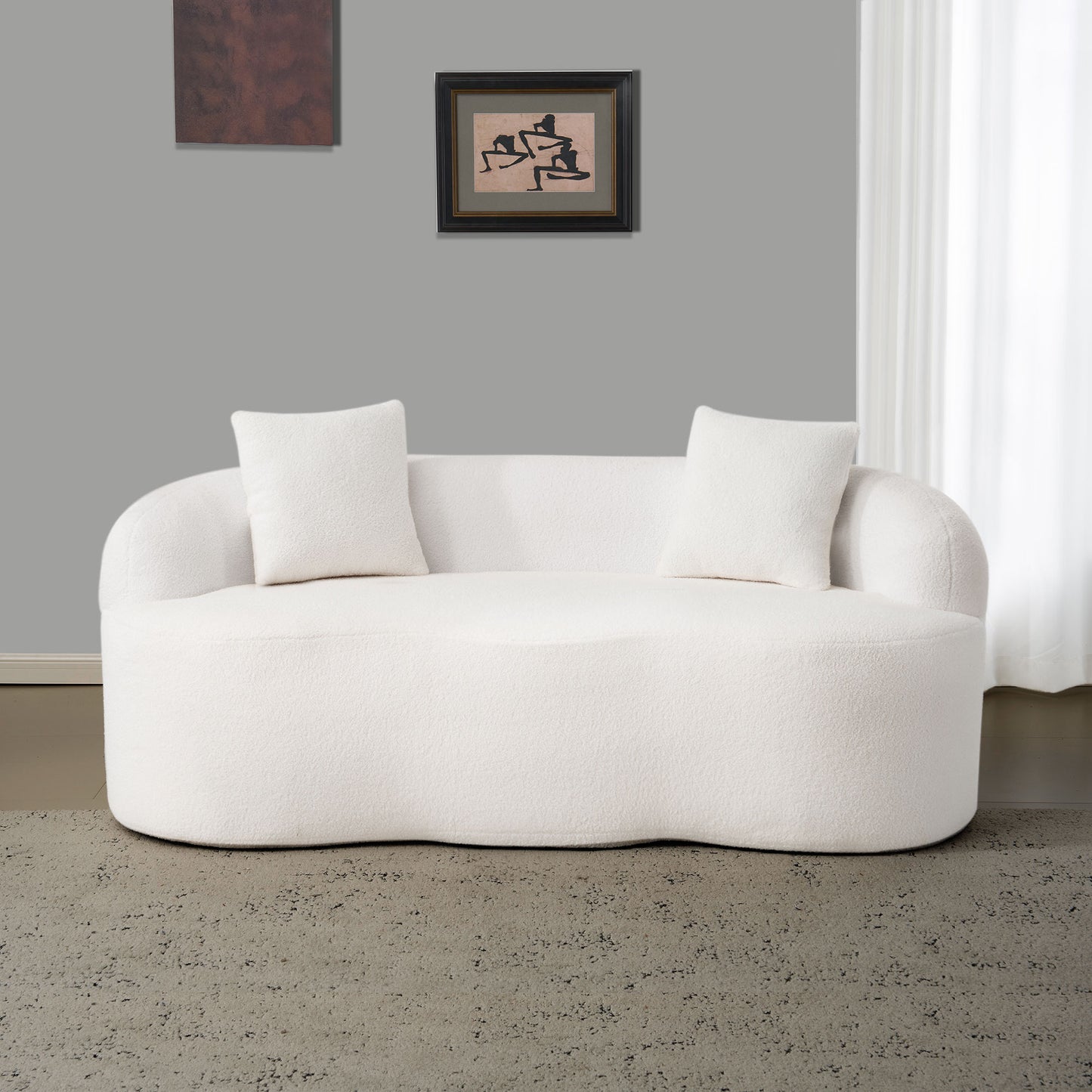 White Foam+Spring Loveseat Sofa for Guest Room and Living Space for Living Room