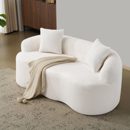 White Foam+Spring Loveseat Sofa for Guest Room and Living Space for Living Room