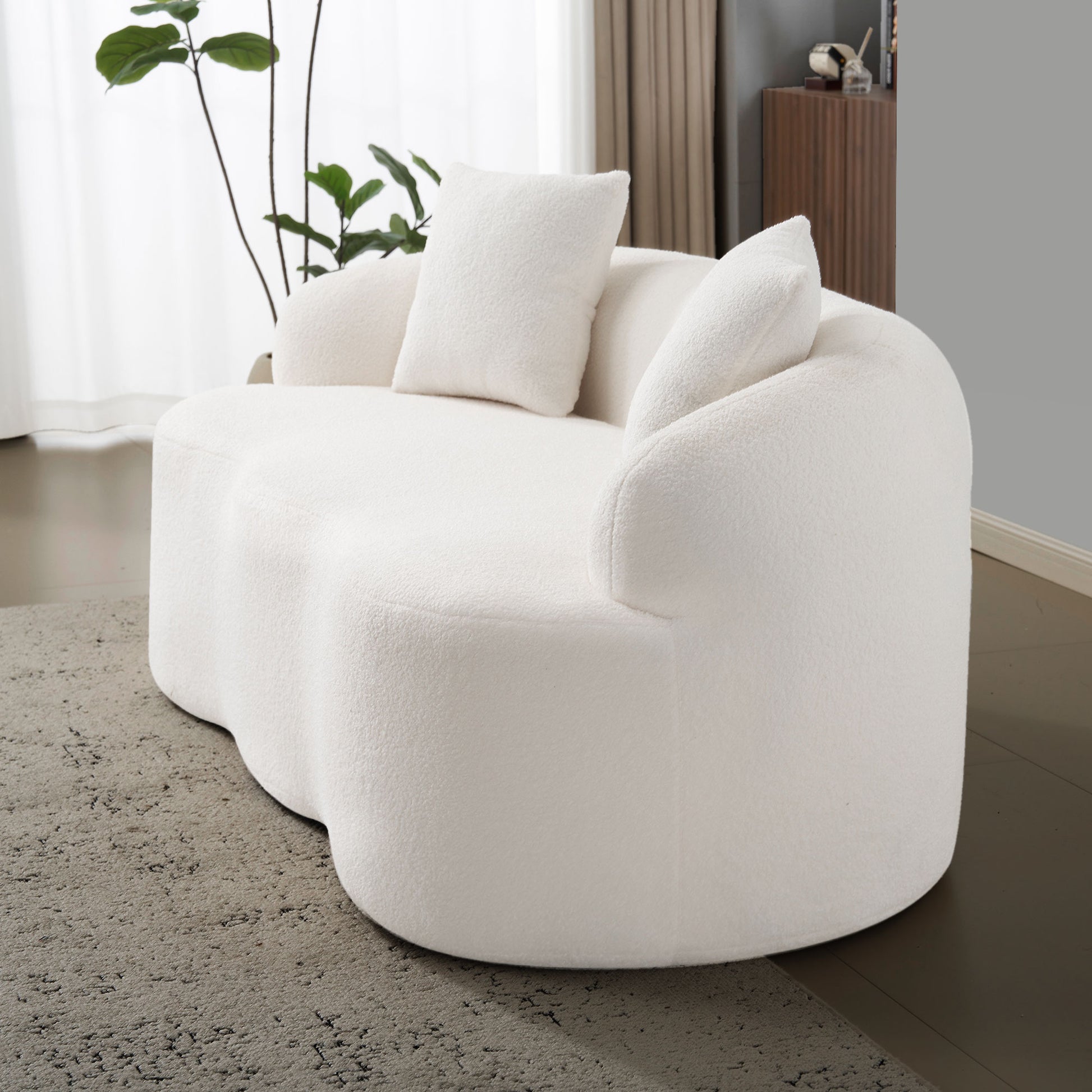 White Foam+Spring Loveseat Sofa for Guest Room and Living Space for Living Room