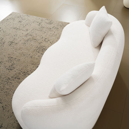 White Foam+Spring Loveseat Sofa for Guest Room and Living Space for Living Room