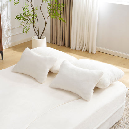 White Folding Foam Futon Sofa Bed for Living Room Guests