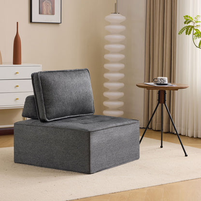 Dark Grey Linen Wood Frame Sofa - Modular Design for Living Room