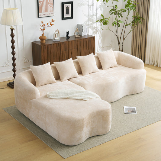 104" Beige Foam+Spring L Sofa - 4 Seat for Living Room