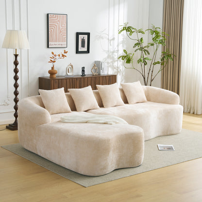 104" Beige Foam+Spring L Sofa - 4 Seat for Living Room