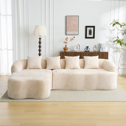 104" Beige Foam+Spring L Sofa - 4 Seat for Living Room