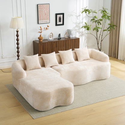 104" Beige Foam+Spring L Sofa - 4 Seat for Living Room