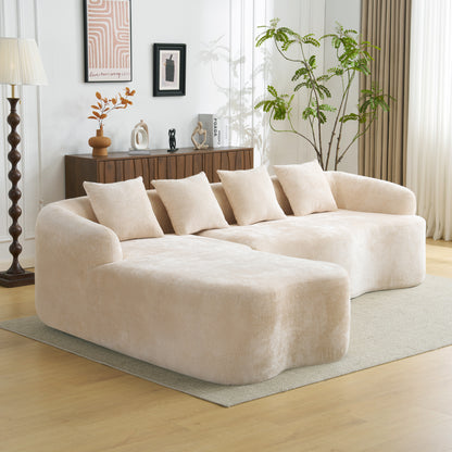 104" Beige Foam+Spring L Sofa - 4 Seat for Living Room