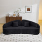 Curved four-seat fully compressed sofa, long-term sitting without collapse, removable backrest, black chenille fabric, simple, retro style, suitable for small spaces and apartments