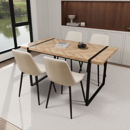 59" Light Wood Dining Table & Modern Chair Set - Medieval Wooden Kitchen Dining Table