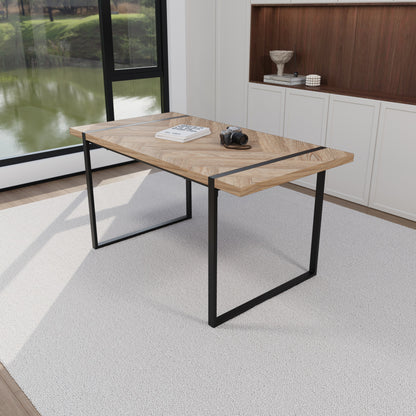 59" Light Wood Dining Table & Modern Chair Set - Medieval Wooden Kitchen Dining Table