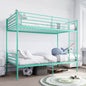 Bunk Bed with Ladder and high Guardrail, Able to Split, Metal Bunk Bed, Storage Space, Noise Free,Twin Over Twin Size,Green