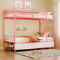 Bunk Bed with USB Charging Station, Able to Split, Metal Bunk Bed, Storage Space, Bed with Safety Guardrail & Ladders, No Box Spring Needed,Pink