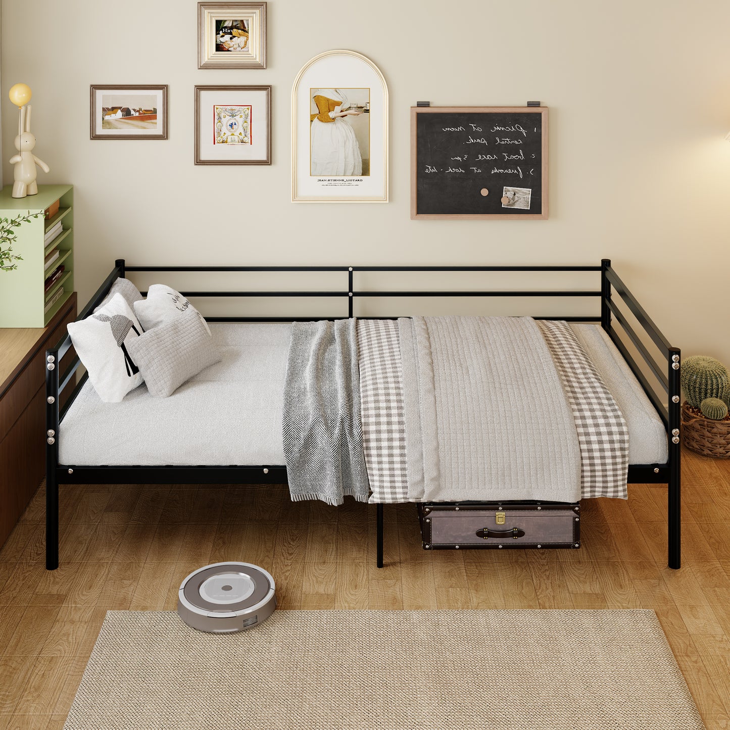 Twin Size Metal Bunk Bed Frame - Black for Bedroom