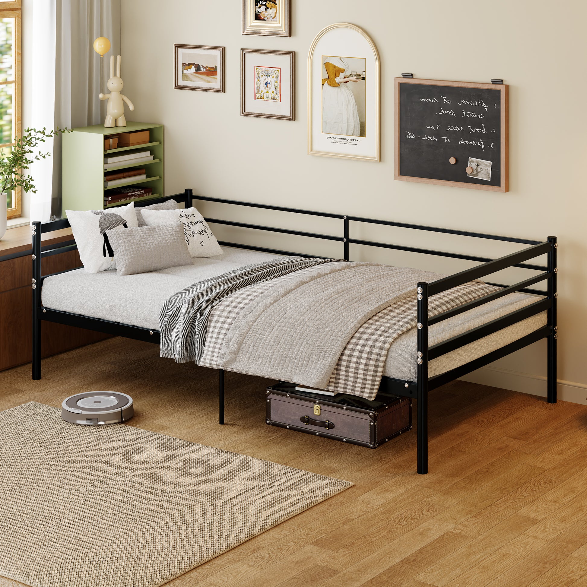 Twin Size Metal Bunk Bed Frame - Black for Bedroom