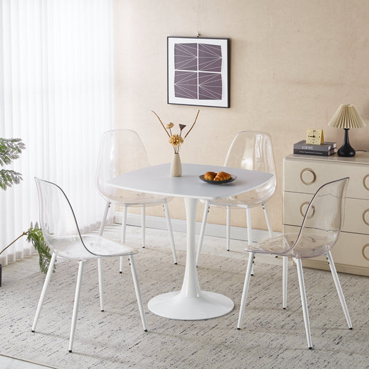 1+4,5pieces dining set, Table metal leg Mid-century Dining Table for 4-6 people With MDF Table Top, Pedestal Dining Table, End Table Leisure Coffee Table