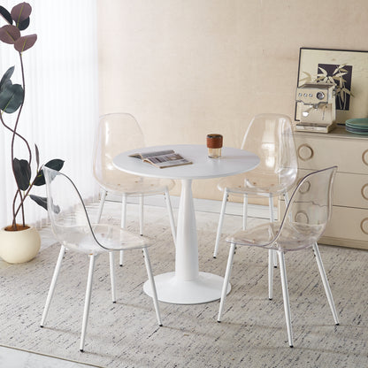 1+4,5pieces dining set, Table metal leg Mid-century Dining Table for 4-6 people With MDF Table Top, Pedestal Dining Table, End Table Leisure Coffee Table,white SET