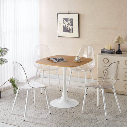 1+4,5pieces dining set, Table metal leg Mid-century Dining Table for 4-6 people With MDF Table Top, Pedestal Dining Table, End Table Leisure Coffee Table,white SET