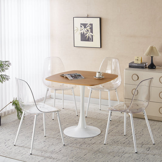 1+4,5pieces dining set, Table metal leg Mid-century Dining Table for 4-6 people With MDF Table Top, Pedestal Dining Table, End Table Leisure Coffee Table,white SET