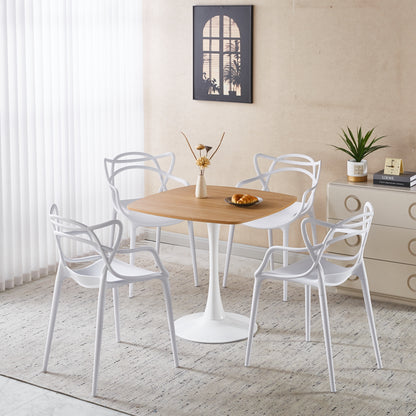 1+4,5pieces dining set, Table metal leg Mid-century Dining Table for 4-6 people With MDF Table Top, Pedestal Dining Table, End Table Leisure Coffee Table,white SET