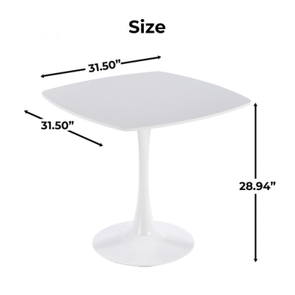 White Mid-Century Dining Table Set - 4-6 People