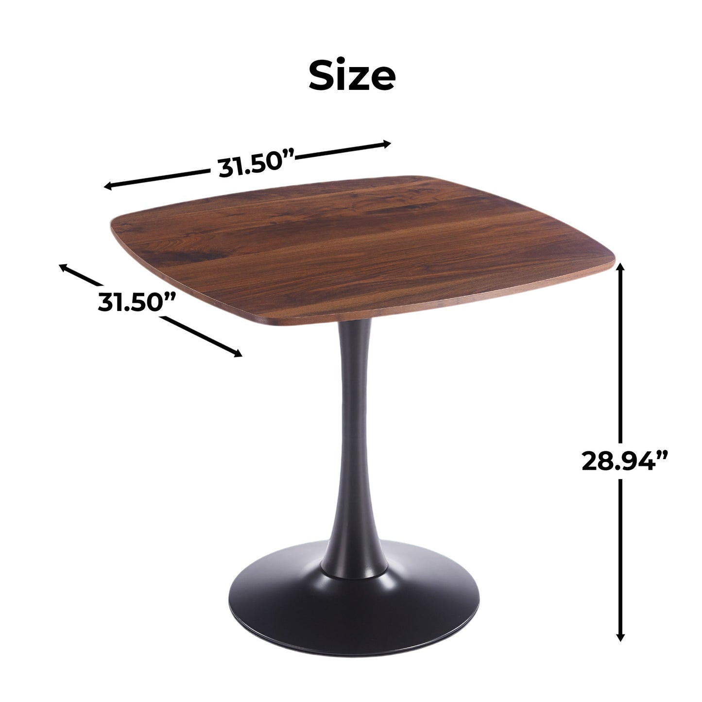 Mid-Century Dining Table Set - 4-6 People, Black MDF