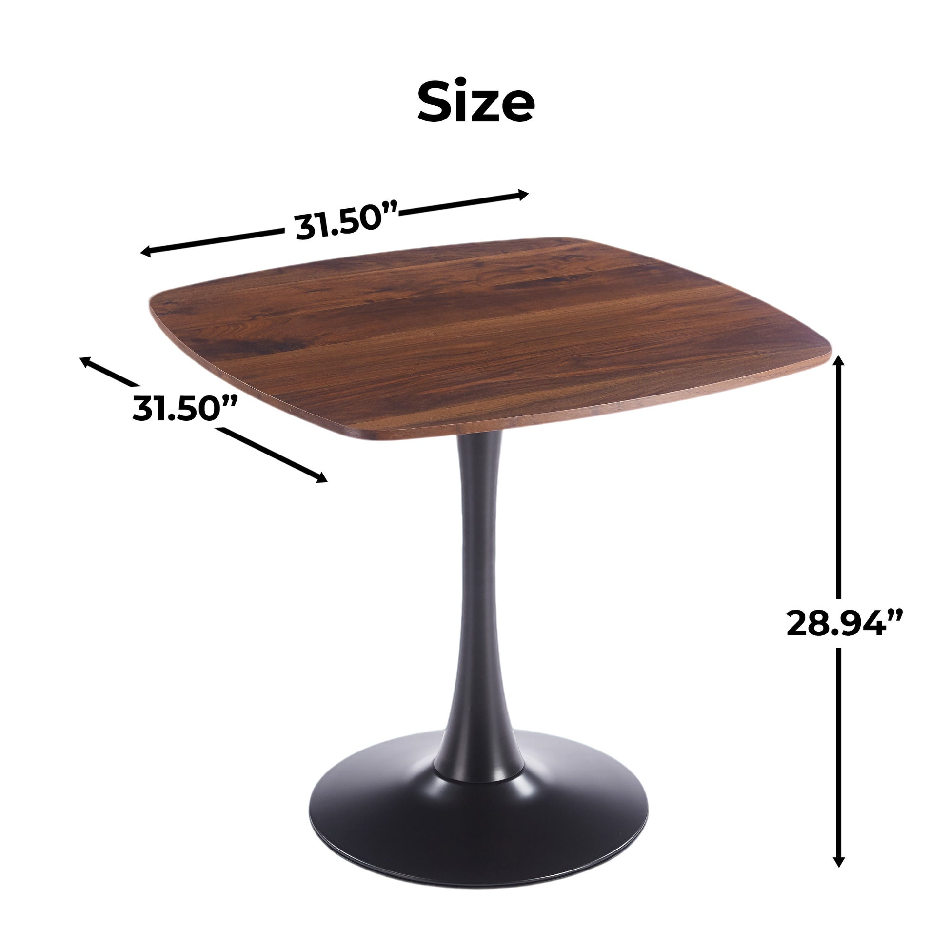 Mid-Century Dining Table Set - 4-6 People, Black MDF
