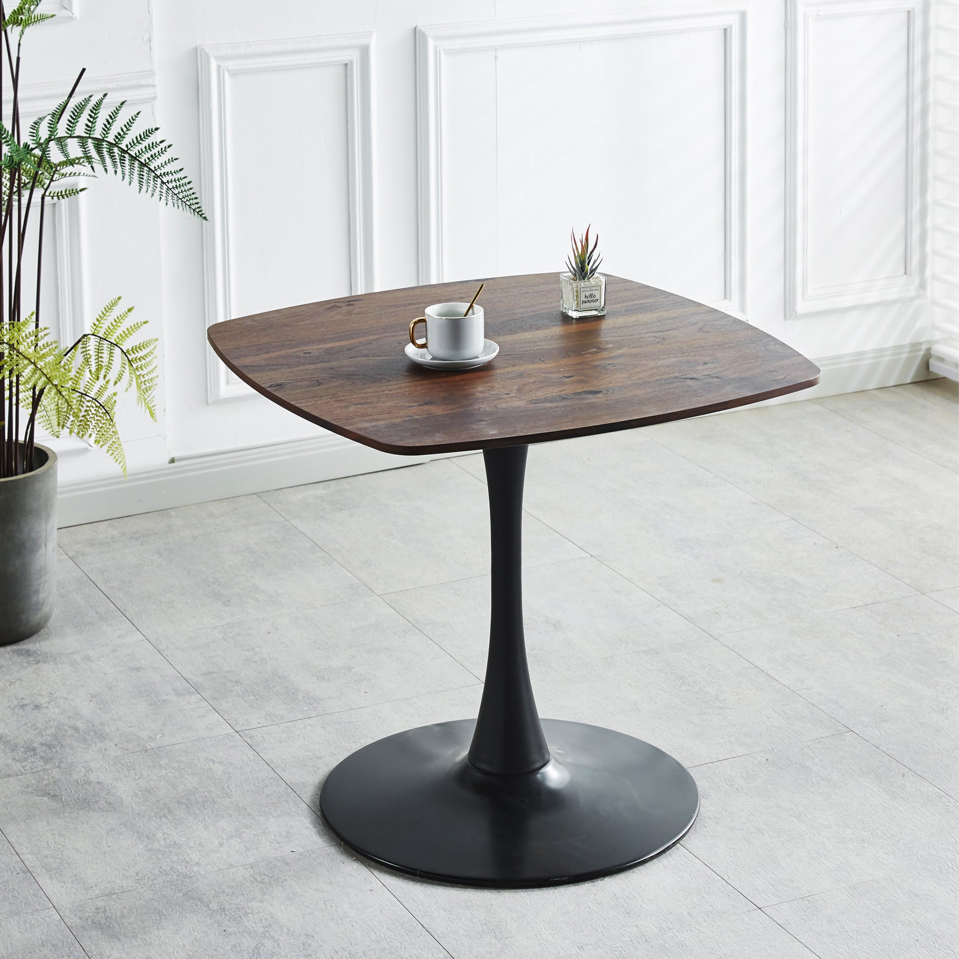Black MDF Dining Set with Metal Legs for Kitchen Storage